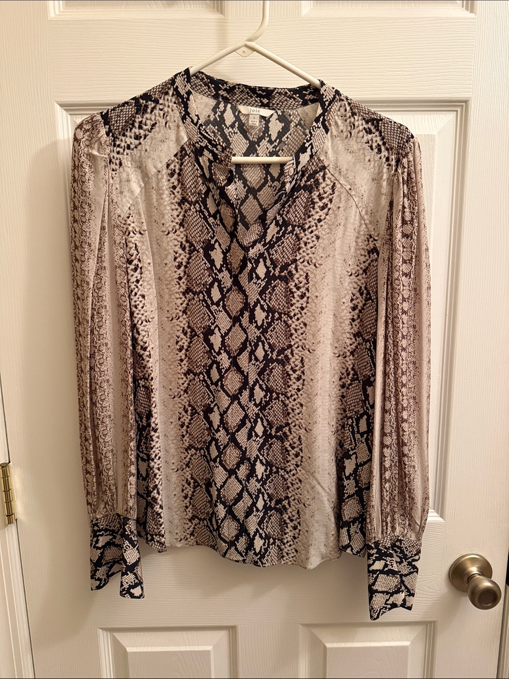 Joie talin Snake skin Print Long Sleeve button blouse